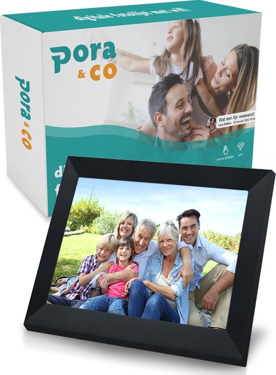 Pora&co Digitale Fotolijst 15.6 inch full hd- digitale Fotokader met frameo app - 32GB - IPS Touchscreen