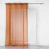 Douceur d'intérieur Gordijn met ogen, 140 x 240 cm, terracotta, gezandstraalde voile met jute, Sarah