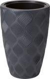 Form Plastic Plantenpot/bloempot Flow Slim - kunststof - antraciet - D40 x H58 cm - met binnenpot - rond