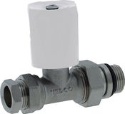 VOORWASSEN Radiatorkraan 15mm Recht met knelset 1/2x15mm witte knop
