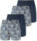 Schiesser Boxer Multi 4-Pack Heren Katoen 3XL Donkerblauw/Geel