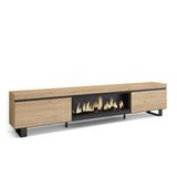 Skraut Home | TV-Meubel, Lowboard | Woonkamer, Eetkamer | 267x57x35 cm | Groot formaat TV | Elektrische haard XXL | Industrieel design | Moderne stijl | Eiken
