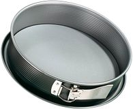 Zenker Afneembare cakevorm, lekvrij, PFOA-vrij, vermindert 30% energieverbruik, tweekleurig, 1 bodem met lekvrije onderkant, staal met Teflon antiaanbaklaag, 2550 ml, 27 x 6,5 cm, 1 stuk.