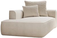 Vente-unique Chaise longue met hoek links van grof beige ribfluweel PINETA