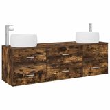 vidaXL Badkamermeubelset 3 st Gerookt eiken 49,5 x 44,5 x 66 cm