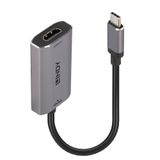 Lindy 43327 adaptateur de câble vidéo 0,11 m USB Type-C HDMI Noir, Gris