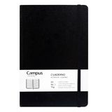 Campus Bullet Journal Notitieboek, A5, horizontaal, gelinieerd, 7 mm, hardcover, 96 vellen à 75 g, elastische sluiting, tas en bladwijzer, A5, liggend formaat, zwart