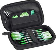 Casemaster Sentinel Tactech stootvaste en waterdichte hoes en EVA-schuim voor dartpijlen met zachte punt en staal, bevat 6 darts + punten, schachten en vleugels, zwarte sluiting