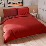 PETTI Artigiani Italiani Dekbedovertrek 250 x 200 cm met 2 kussenslopen 50 x 80 cm, zachte microvezel, rood - bordeaux