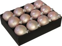 Merkloos / Sans marque Othmar Decorations Kerstballen - gedecoreerd - 12 stuks - lichtroze - 7,5 cm - glas