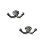 Merkloos / Sans marque Luxe Kapstokhaken - 5x Dubbele Haak - Aluminium - Tin - 4 x 7 cm