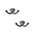 Merkloos / Sans marque Luxe Kapstokhaken - 5x Dubbele Haak - Aluminium - Tin - 4 x 7 cm