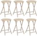 Home Deco Factory Tabouret Nova - Set de 6 - Beige - Bois/Métal - Ø30 x H45 cm