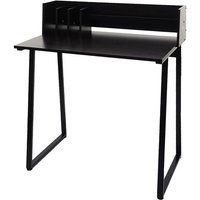 Nachtkastje HWC-K69, telefoontafel, 82x51cm 3D structuur, metaal MDF ~ zwart