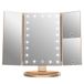 WEILY Make-upspiegel, 1x/2x/3x Make-upspiegel met Drie Luiken, 21 LED-lampen, Touchscreen, Verstelbaar, Goud