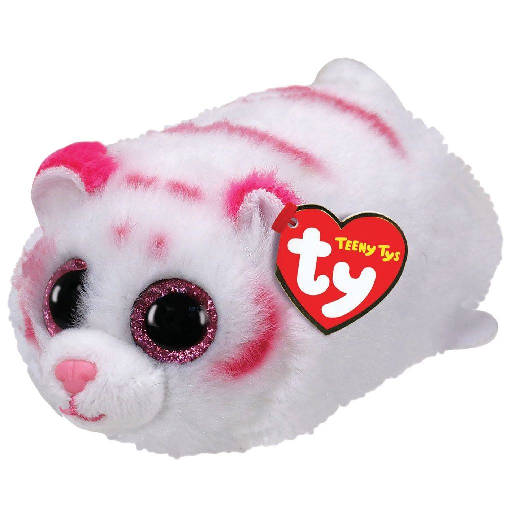TY Teeny Tys Tabor Tiger Knuffel - 10 cm - Roze/Wit