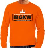 Bellatio Decorations Koningsdag verkleed sweater heren - ik ben niet dronken - oranje S