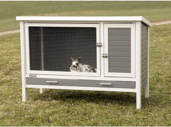 Kerbl ECO Konijnenhok Samy - 116x57x82 cm - Grijs/Wit