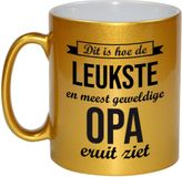 Bellatio Decorations Shoppartners Bv Dit is hoe de leukste en meest geweldige opa eruitziet - cadeau koffiemok / theebeker - goud - 330 ml - verjaardag / bedankje