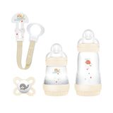 MAM Welcome To The World Cadeauset met 3 Easy Start anti-koliek flesjes, Start Nano-fopspeen, Clip It! & Cover, met fopspeenhoes, neutraal