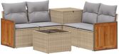 vidaXL Bankstel 2 zitplaatsen Beige en Lichtgrijs Polyrattan en Staal