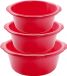 Forte Plastics Voordeelset multifunctionele kunststof ronde teiltjes rood in 3-formaten - 10-15-20 liter inhoud