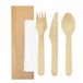 100 Makan 100 stuks - bestekset, servet van kraftpapier 16 cm natuurlijk hout