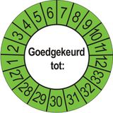 Merkloos / Sans marque Ricard Keuringsstickers Goedgekeurd tot 2027 | 50 stuks, Ø 35 mm | Buiten Groen