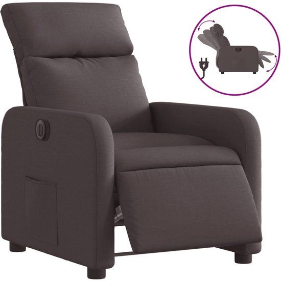 vidaXL Fauteuil verstelbaar elektrisch stof donkerbruin