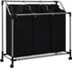 vidaXL Trieur d'eau avec 3 poches, acier, noir