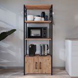 [en.casa] Keukenkast Arhuni 139x56x30 cm zwart en eikenkleurig