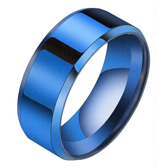 LGT JWLS Lookinggoodtoday Heren ring Titanium Blauw 8mm-19mm