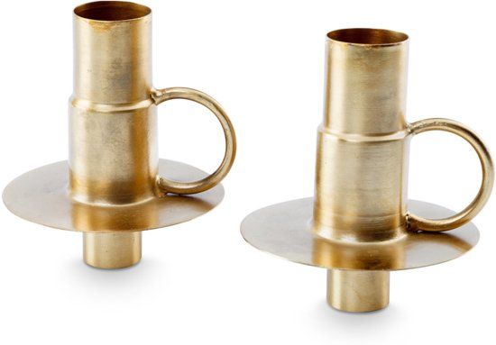 Vtwonen Bottle Candle Holders Metal Gold 7x7x8.5cm