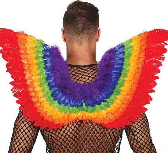 Fiestas Guirca - Vleugels Veren - Regenboog (80 x 50) - Carnaval - Unisex