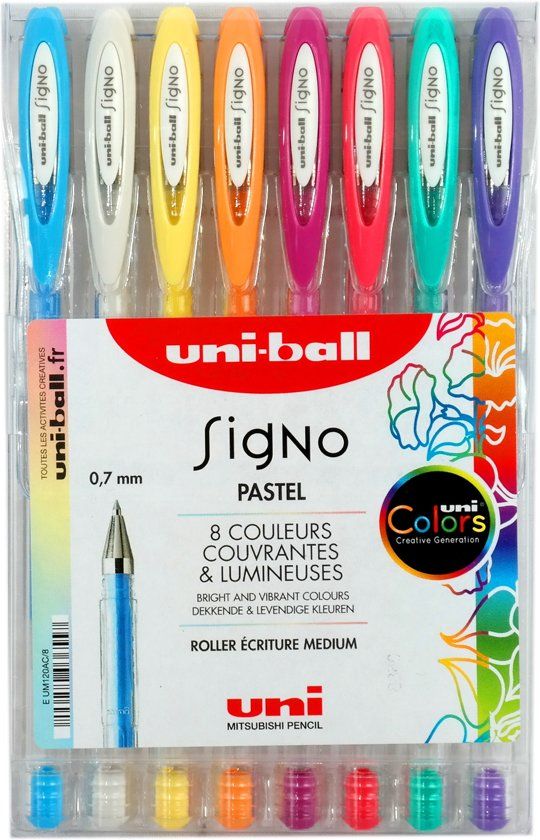 uni-ball 8 stuks Signo gelpennen 0.7 mm Pastel kleuren