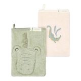 Little Dutch washandjes set van 2 Krokodil - Groen