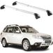 Omac Barres de toit transversales certifiées Tüv pour Subaru Forester III IV 2008-2018 – Verrouillables (4 antivols) – Charge max 100 kg – Sangle inox + protection caoutchouc argent
