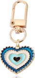 LGT JWLS Lookinggoodtoday Goudkleurige Hart Sleutelhanger Blauw met Musketonhaak