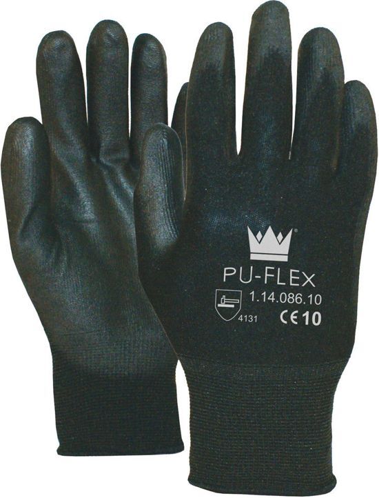 M-Safe allround PU-flex montage werkhandschoenen 14-086 - zwart - maat L/9 set Ã 12 paar