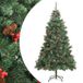 vidaXL Sapin de Noël artificiel avec charnières, pommes de pin et baies, 210 cm