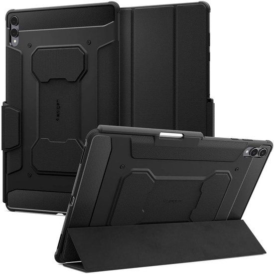 Spigen Rugged Armor Pro - Hoes Geschikt voor Samsung Galaxy Tab S11 Ultra - Book Case met Standaard - Zwart