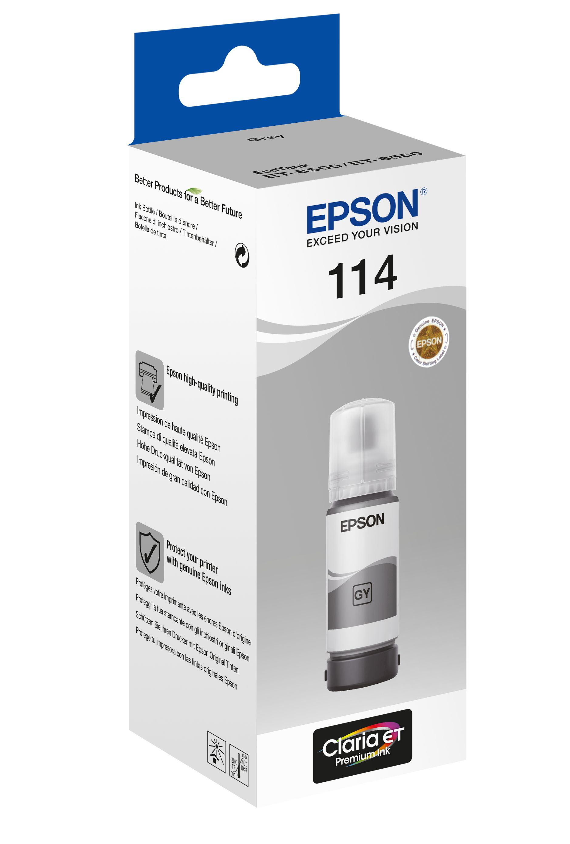 Epson 114 EcoTank Grey ink bottle - 70ml - Compatible with EcoTank ET-8550 and ET-8500