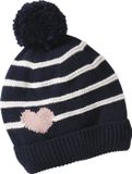 Vertbaudet Set - muts - sjaal - wanten - wantjes - meisjes - hartje - marineblauw - 9-12 mnd