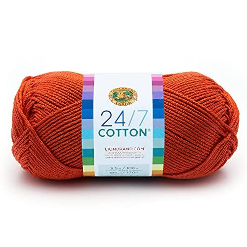 Lion Brand Yarn Company Cotton Yarn, 100% Cotton, Tangerine