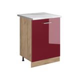Vicco Meuble bas de cuisine "R-Line", Rouge brillant/Chêne doré 60 cm