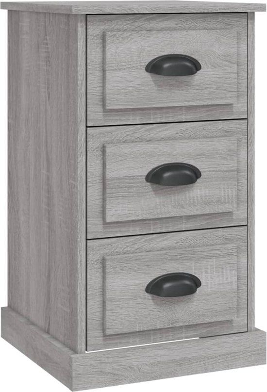 vidaXL Nachtkastje 39x39x67 cm bewerkt hout grijs sonoma eikenkleurig