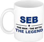 Bellatio Decorations Seb cadeau mok - man myth legend - naam koffiemok / beker - wit en blauw - 300 ml - verjaardag