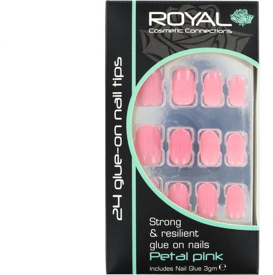 Royal 24 Glue-On Nail Tips With Glue Petal Pink