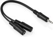 Allteq Jack splitter kabel - Y kabel - Stereo - Male naar Female - Niet afgeschermd - 3.5mm - 0.2 meter - Zwart