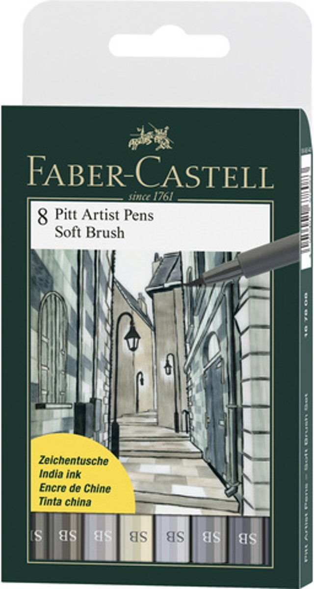 Faber-Castell Tekenstift Pitt Artist Pen Soft Brush etui 8 stuks assorti